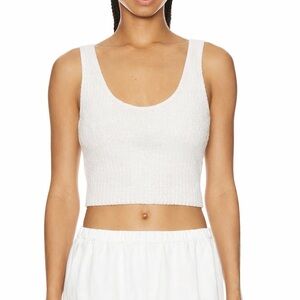 Enza Costa White Cotton Blend Scoop Neck Pullover Boucle Tank Top S